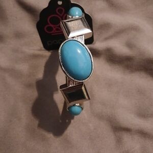 5/$25 Paparazzi Silver and Blue Bracelet